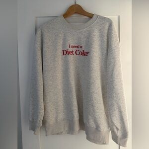 “I need a Diet Coke” Embroidered Grey Crewneck Sweatshirt